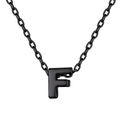 Black Plated Initial F Necklace for Women