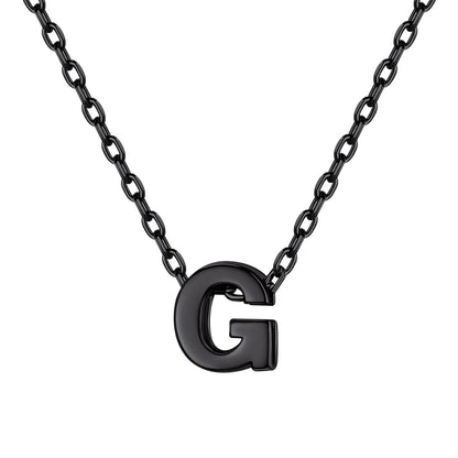 Black Plated Initial G Necklace for Women