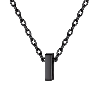 Black Plated Initial I Necklace for Women