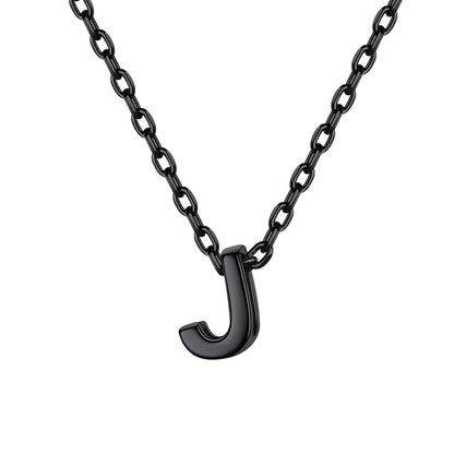 Black Plated Initial J Necklace for Women