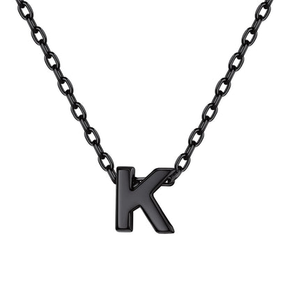 Black Plated Initial K Necklace for Women