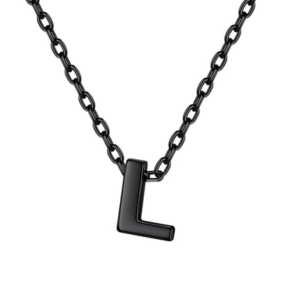 Black Plated Initial L Necklace for Women