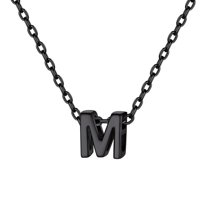 Black Plated Initial M Necklace for Women