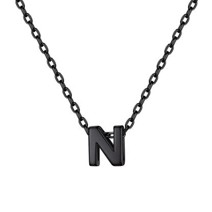 Black Plated Initial N Necklace for Women