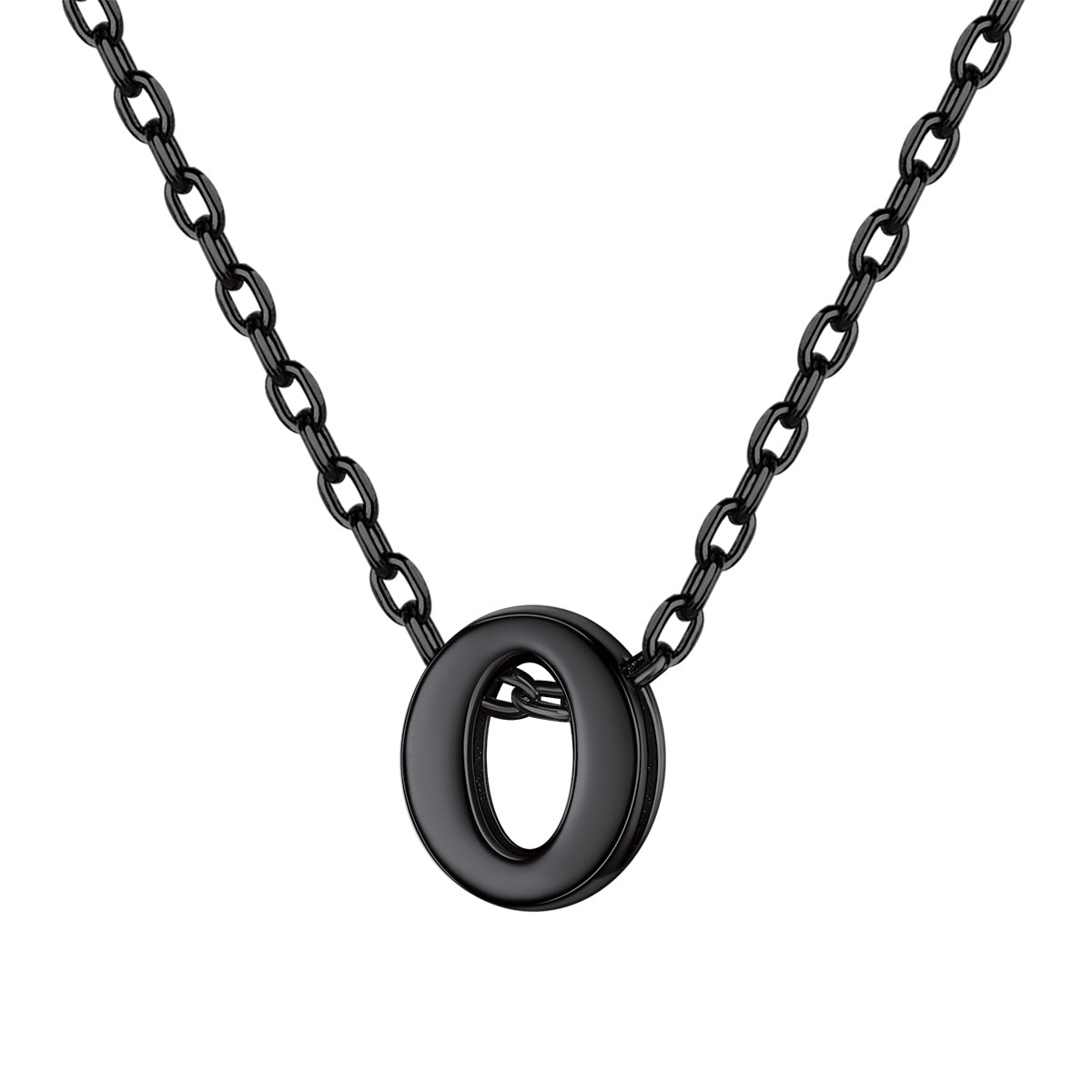 Black Plated Initial O Necklace for Women