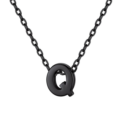 Black Plated Initial Q Necklace for Women