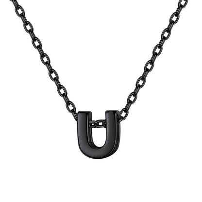 Black Plated Initial U Necklace for Women