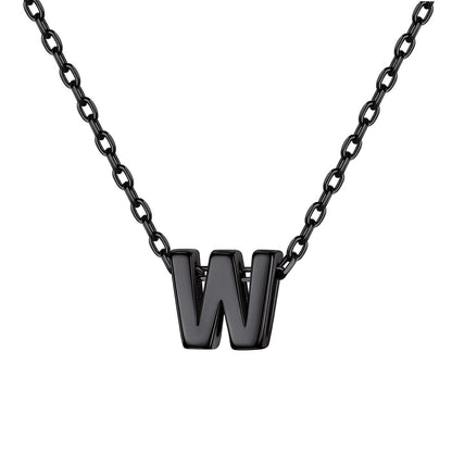 Black Plated Initial W Necklace for Women