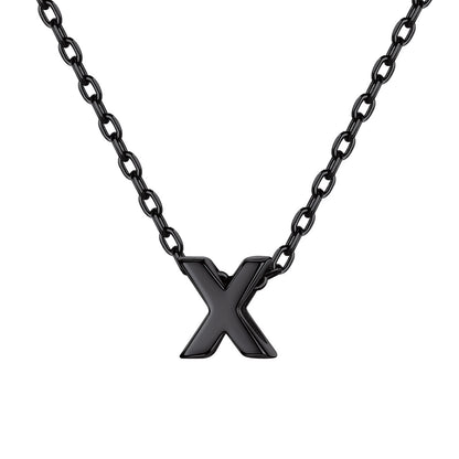 Black Plated Initial X Necklace for Women