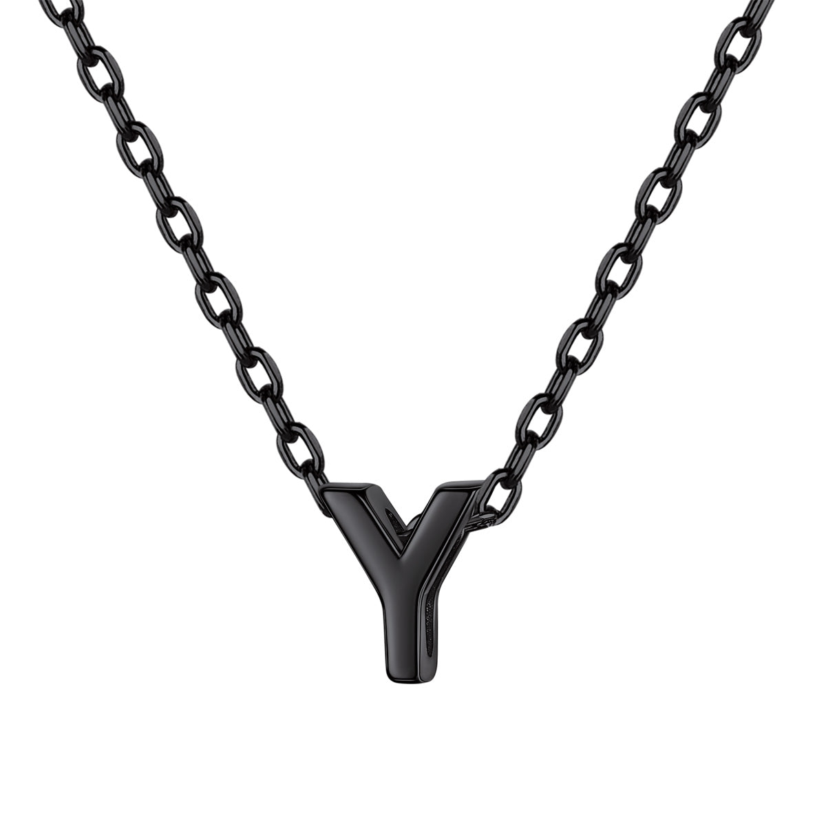 Black Plated Initial Y Necklace for Women