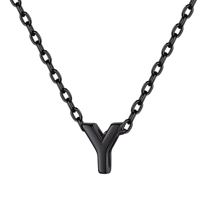 Black Plated Initial Y Necklace for Women