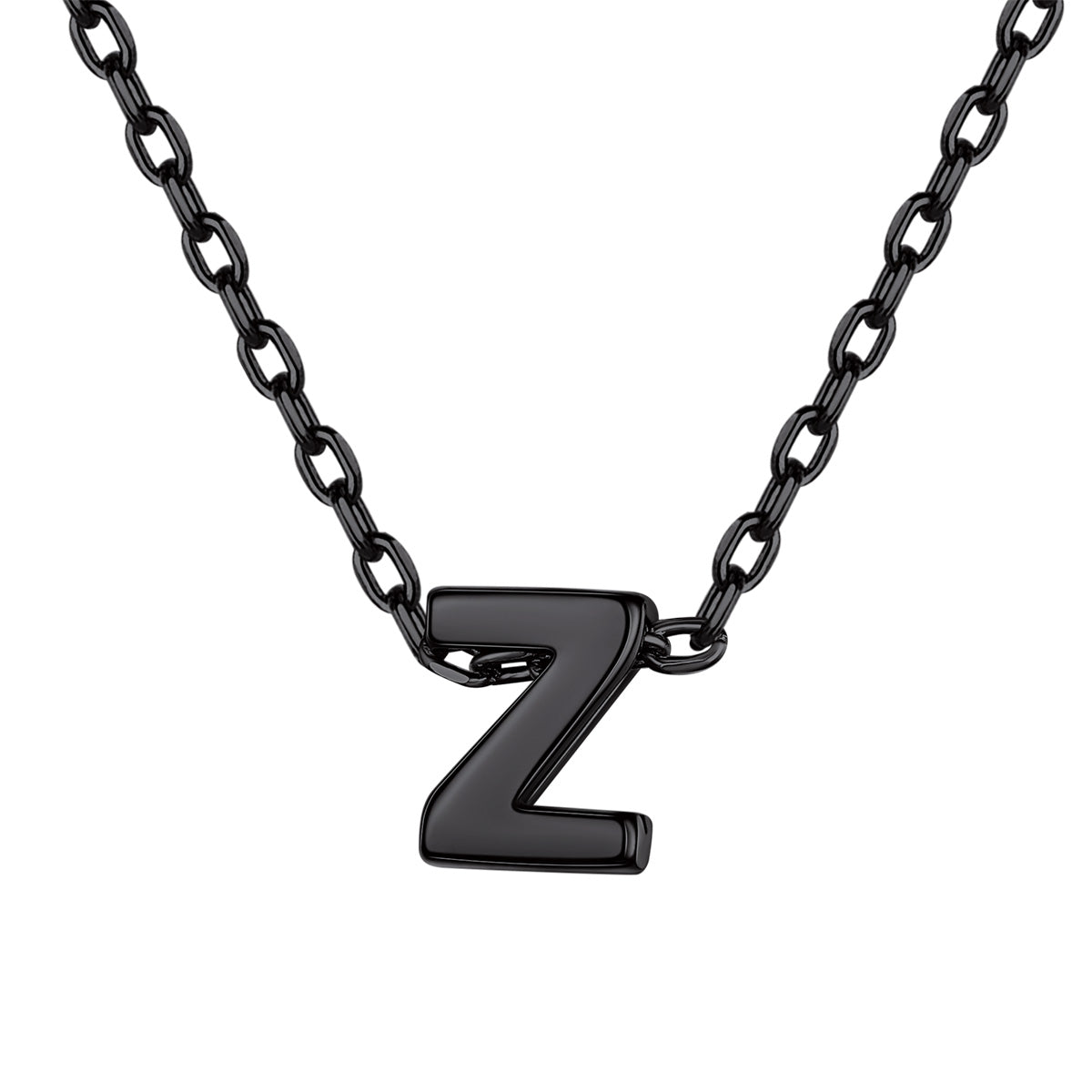 Black Plated Initial Z Necklace for Women