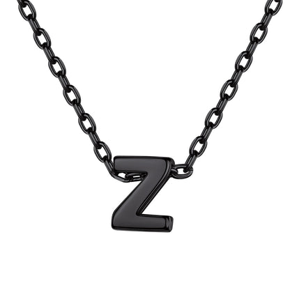 Black Plated Initial Z Necklace for Women