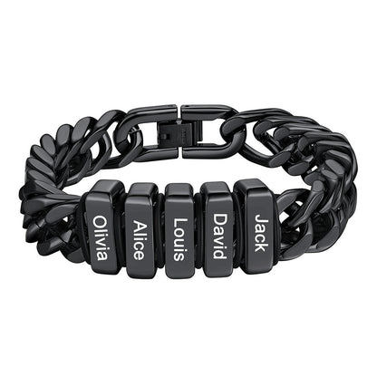 Black Plated Name Bead Bracelet