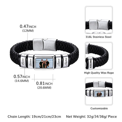 Personalized braided leather bracelet size chart