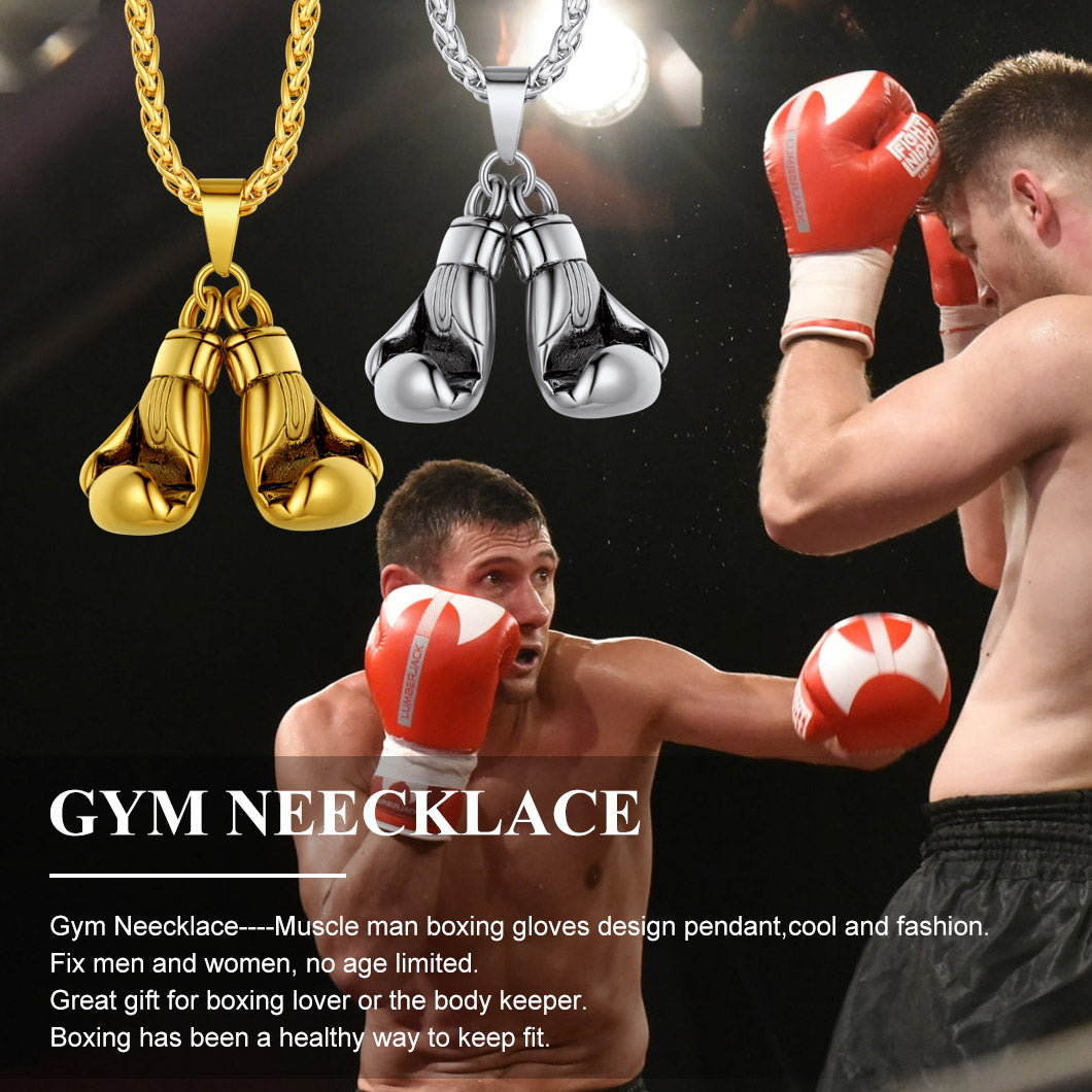 Boxing Gloves Bodybuilding Pendant Necklace for Men Boys