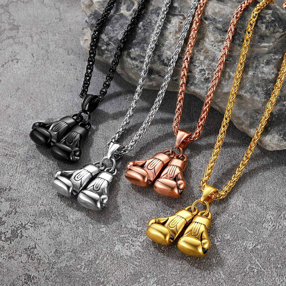 Boxing Gloves Bodybuilding Pendant Necklace for Men Boys