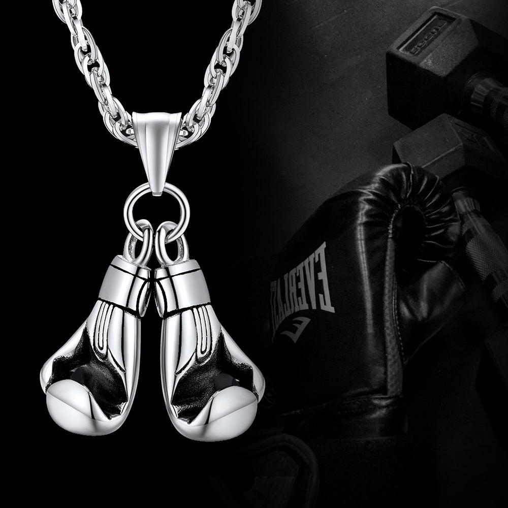 Boxing Gloves Pendant Bodybuilding Necklace for Men Boys