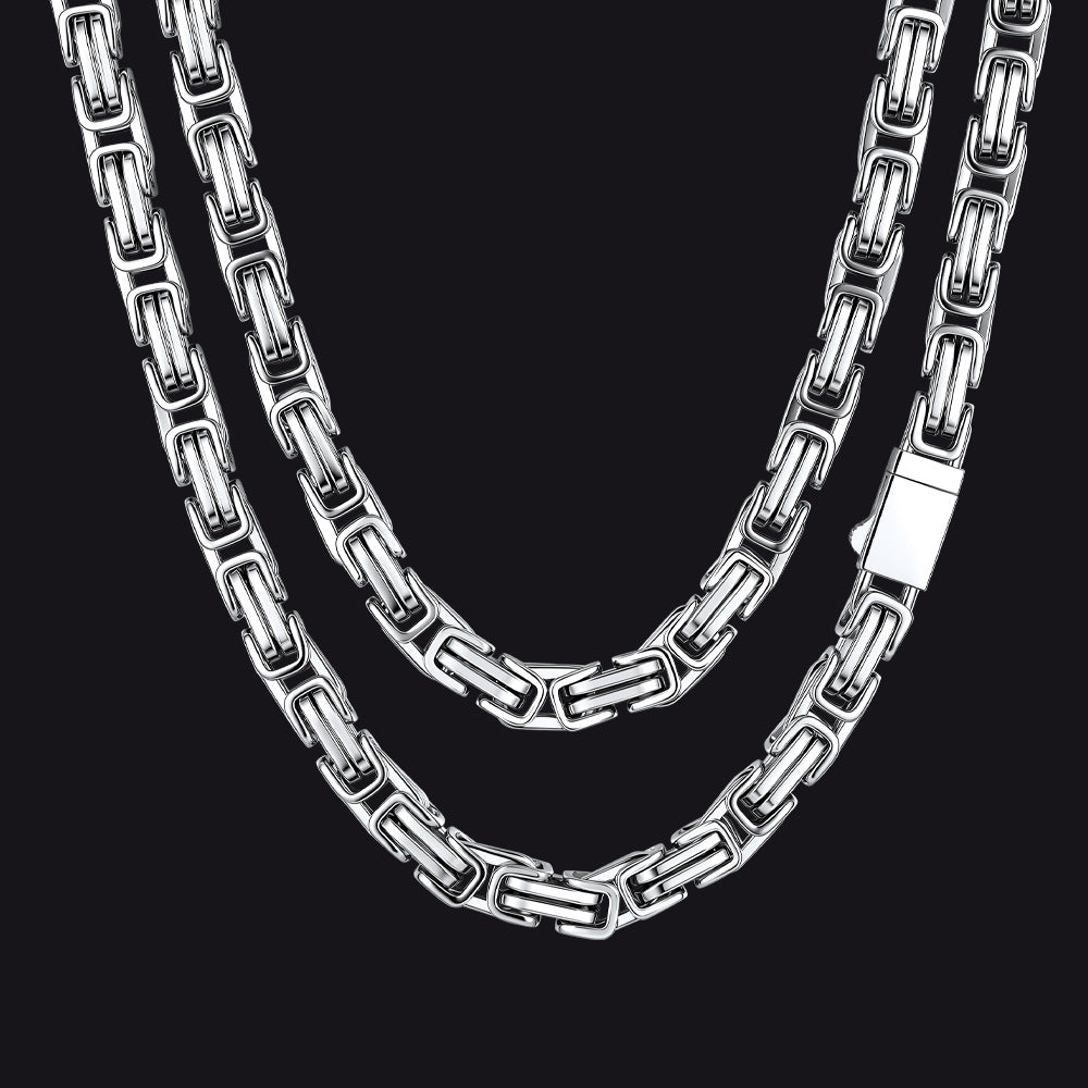 Men's Stainless Steel Byzantine Chain Necklace | 10mm - FaithHeart Jewelry