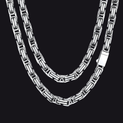 Men's Stainless Steel Byzantine Chain Necklace | 10mm - FaithHeart Jewelry