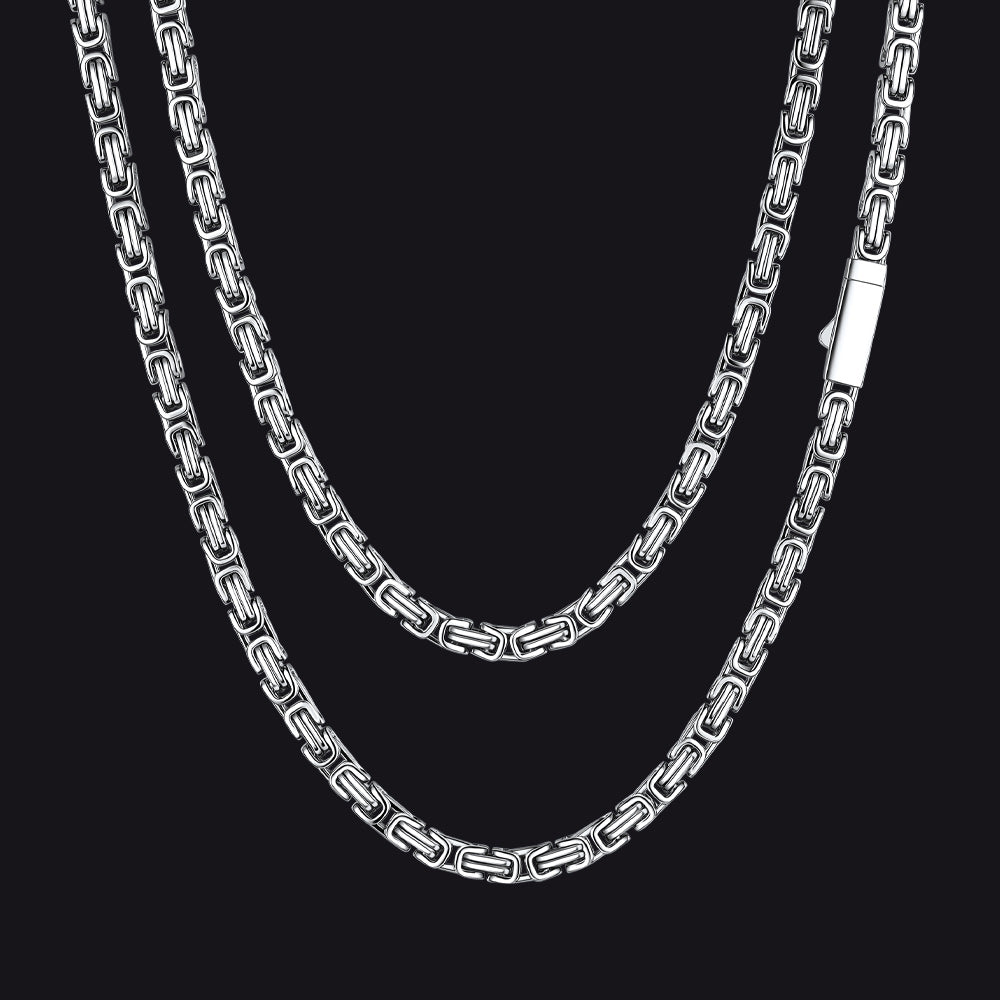Men's Stainless Steel Byzantine Chain Necklace | 4mm - FaithHeart Jewelry