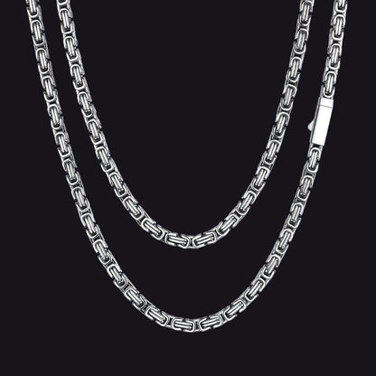 Men's Stainless Steel Byzantine Chain Necklace | 4mm - FaithHeart Jewelry