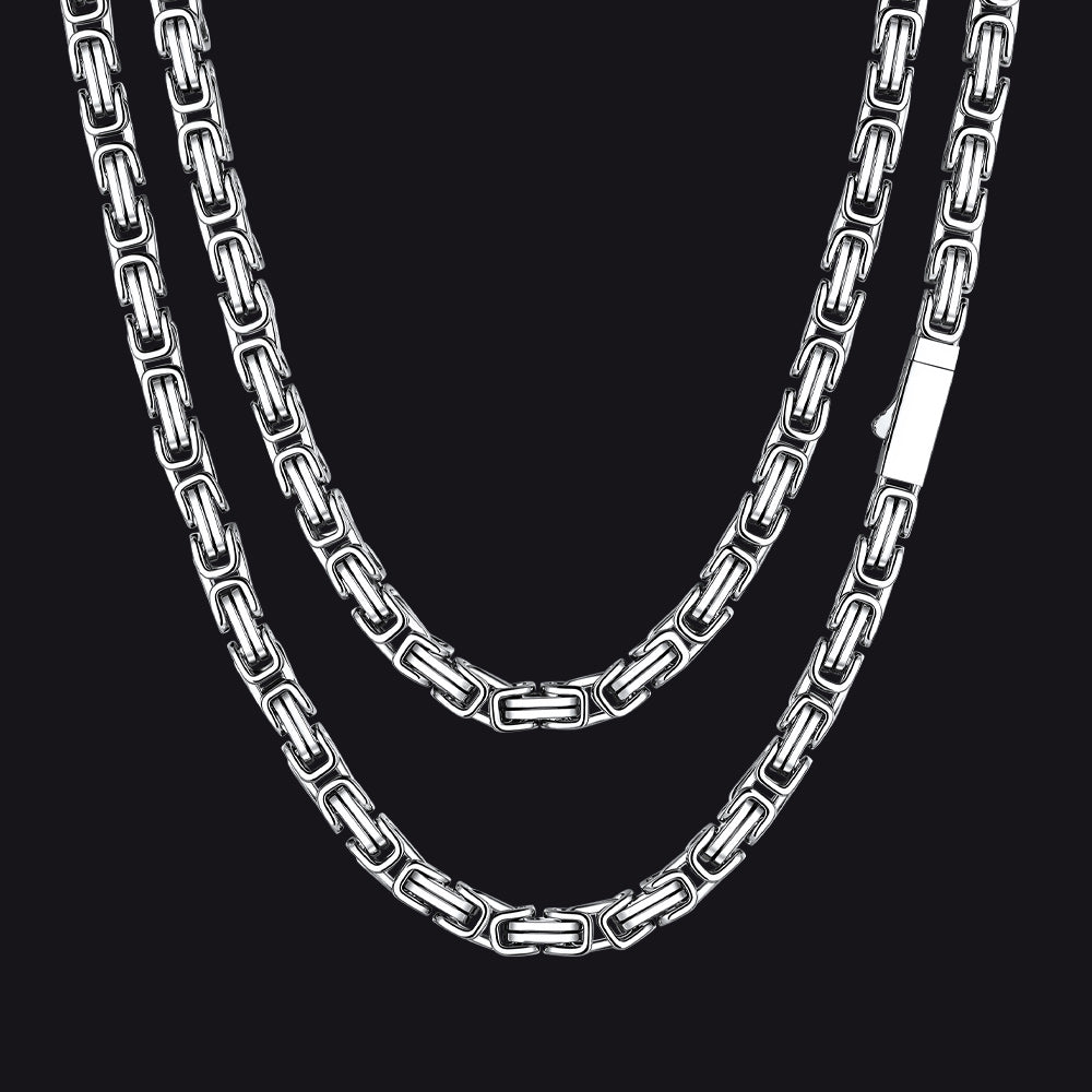 Men's Stainless Steel Byzantine Chain Necklace | 6mm - FaithHeart Jewelry
