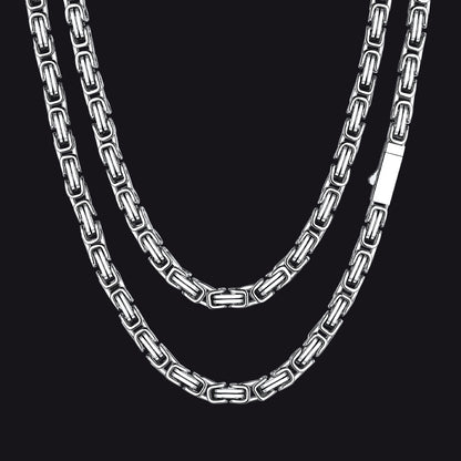 Men's Stainless Steel Byzantine Chain Necklace | 6mm - FaithHeart Jewelry