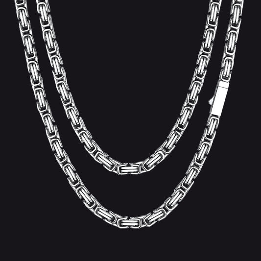 Men's Stainless Steel Byzantine Chain Necklace | 6mm - FaithHeart Jewelryimg