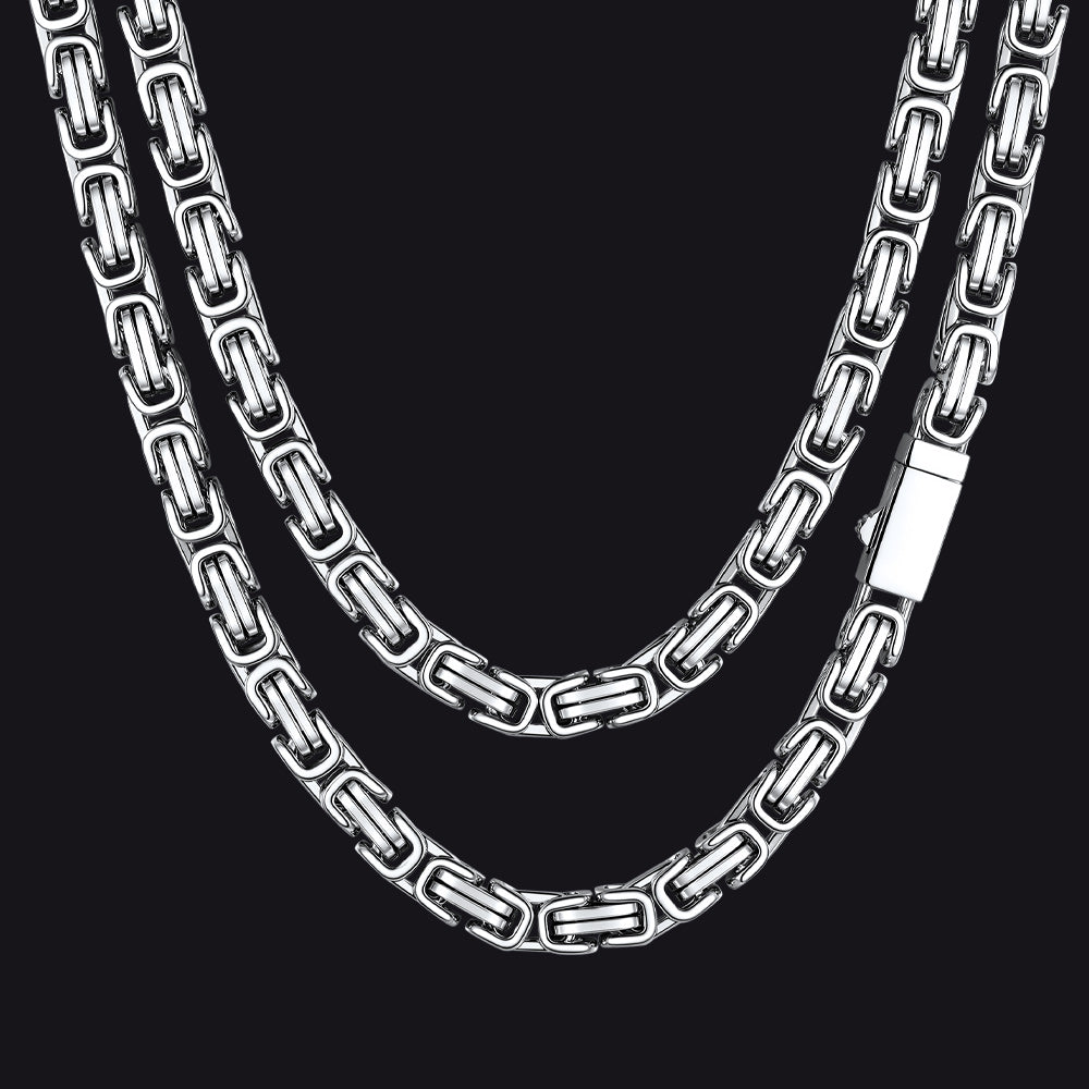 Men's Stainless Steel Byzantine Chain Necklace | 8mm - FaithHeart Jewelry
