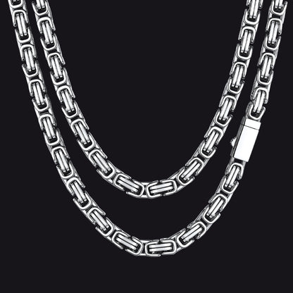 Men's Stainless Steel Byzantine Chain Necklace | 8mm - FaithHeart Jewelry