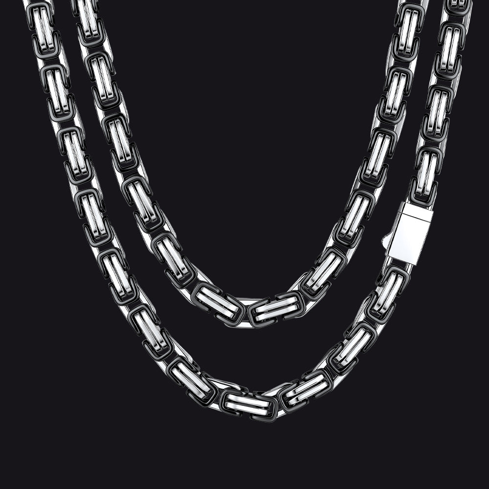 Men's Stainless Steel Byzantine Chain Necklace | 10mm - FaithHeart Jewelry