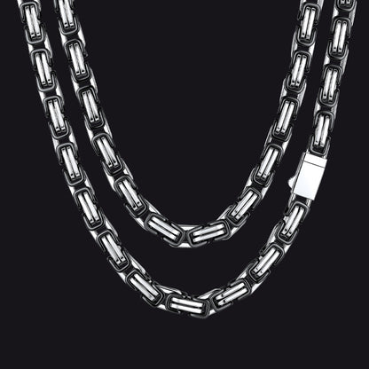Men's Stainless Steel Byzantine Chain Necklace | 10mm - FaithHeart Jewelry