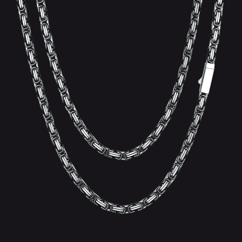 Men's Stainless Steel Byzantine Chain Necklace | 6mm - FaithHeart Jewelry