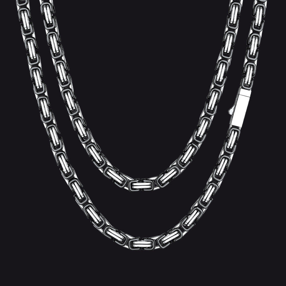 Men's Stainless Steel Byzantine Chain Necklace | 4mm - FaithHeart Jewelry