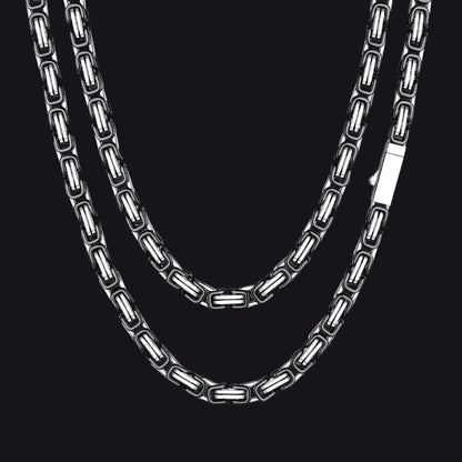 Men's Stainless Steel Byzantine Chain Necklace | 4mm - FaithHeart Jewelry