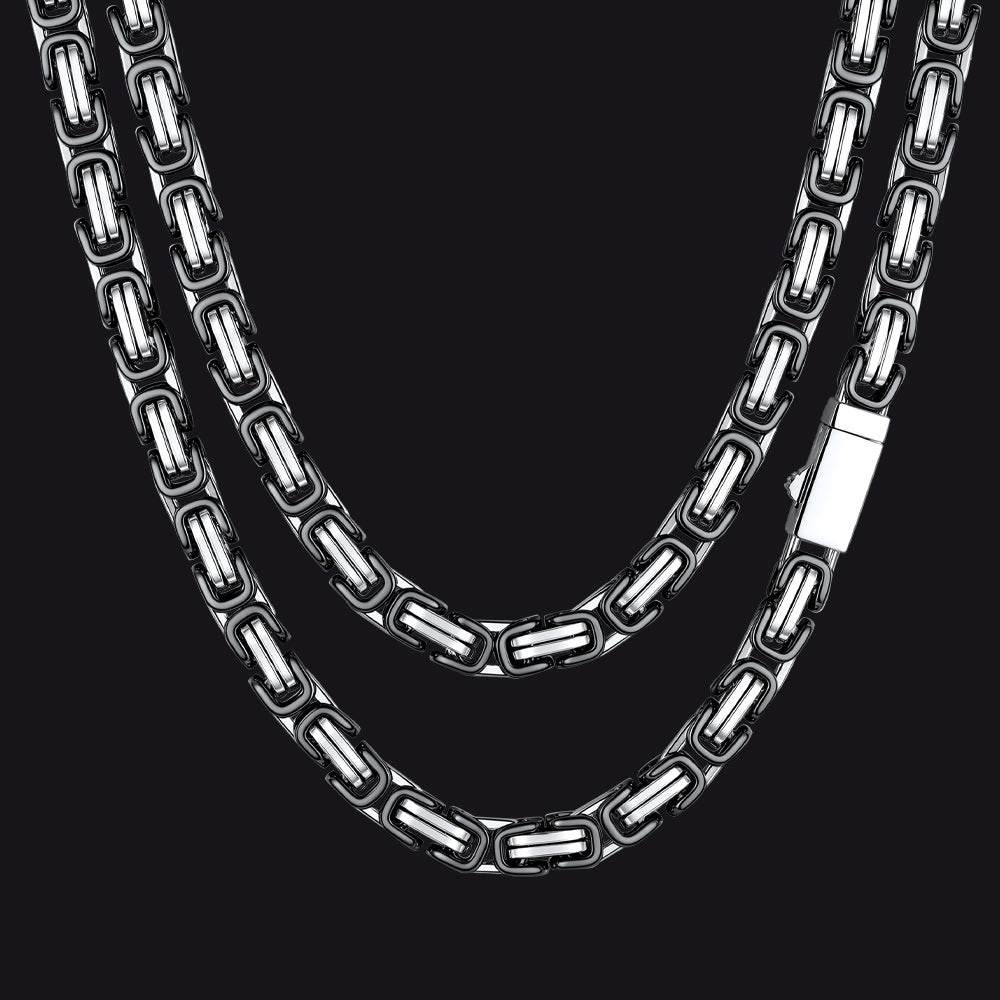 Men's Stainless Steel Byzantine Chain Necklace | 8mm - FaithHeart Jewelry