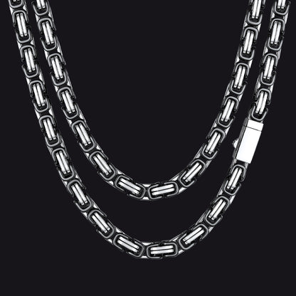 Men's Stainless Steel Byzantine Chain Necklace | 8mm - FaithHeart Jewelry
