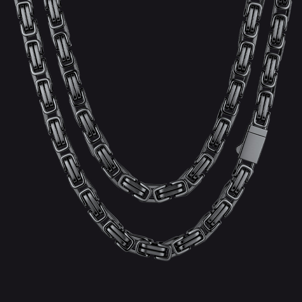 Men's Stainless Steel Byzantine Chain Necklace | 10mm - FaithHeart Jewelry