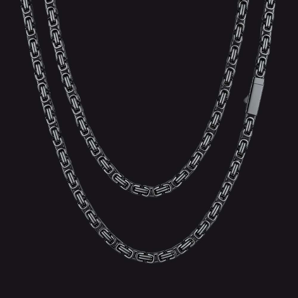 Men's Stainless Steel Byzantine Chain Necklace | 4mm - FaithHeart Jewelry