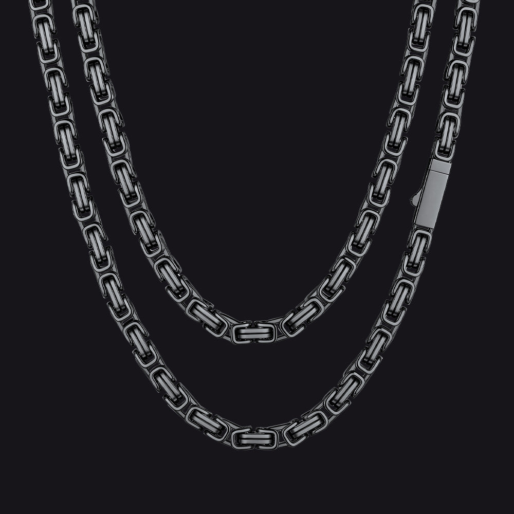 Men's Stainless Steel Byzantine Chain Necklace | 6mm - FaithHeart Jewelry