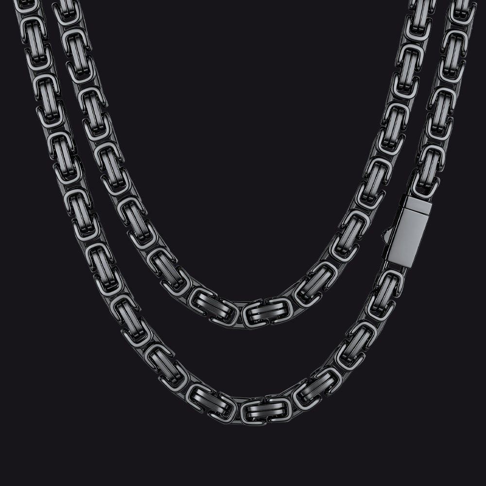 Men's Stainless Steel Byzantine Chain Necklace | 8mm - FaithHeart Jewelry