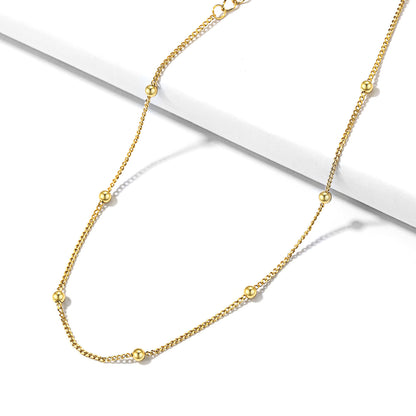 925 Sterling Silver Beaded Anklet for Women Front View