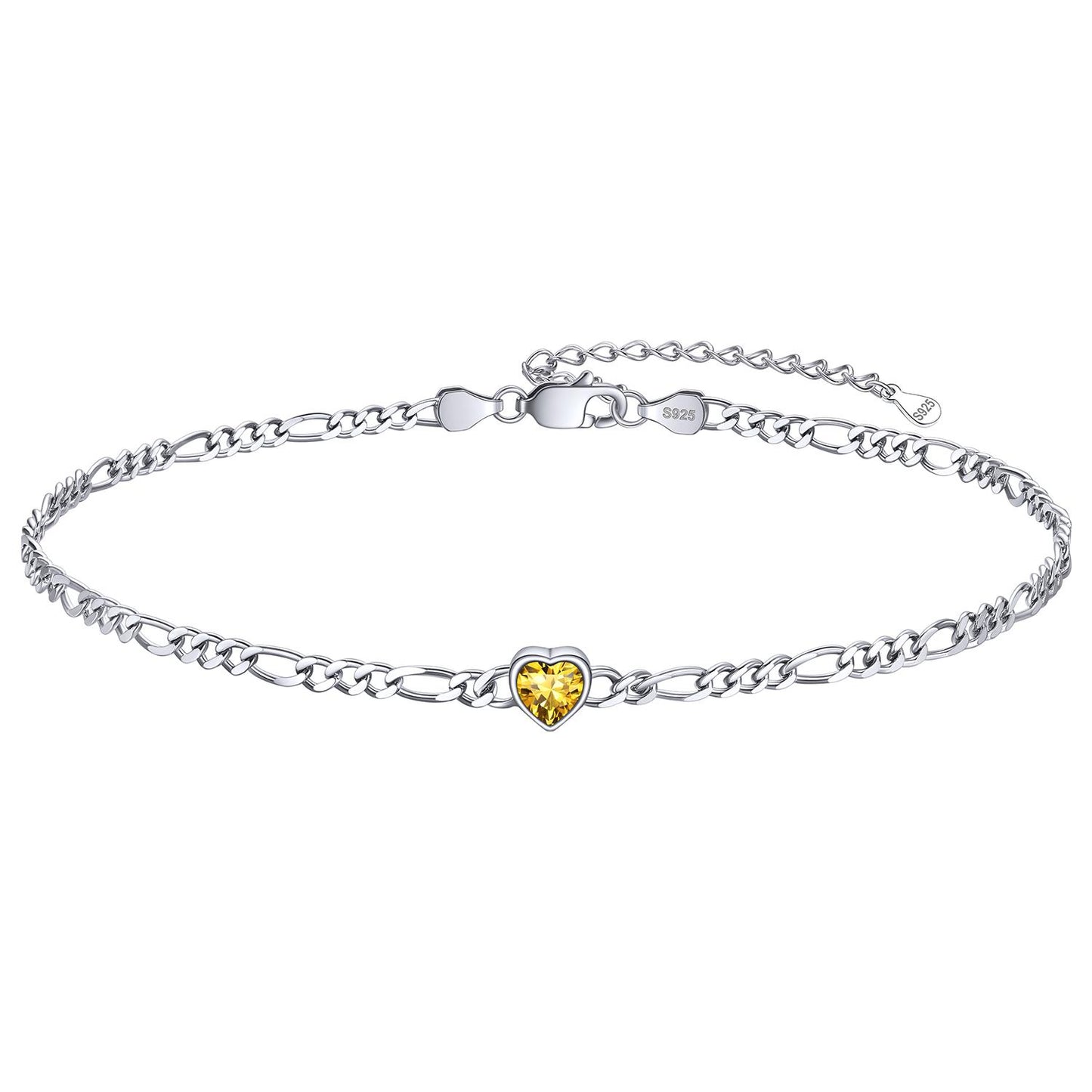 Personalized Sterling Silver Birthstone Dainty Heart Anklet for Women