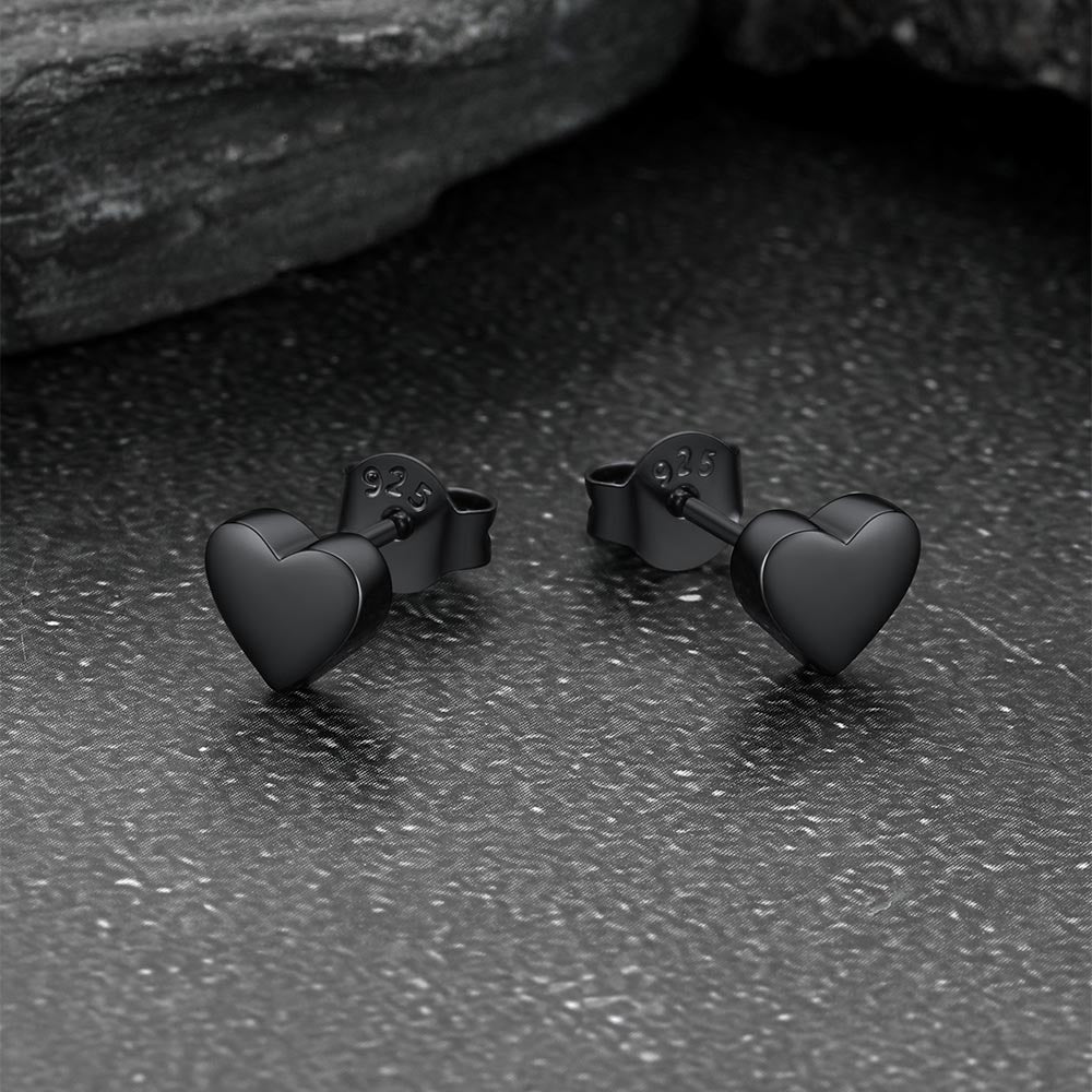 925 Sterling Silver Dainty Simple Heart Stud Earrings