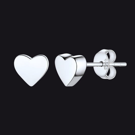 925 Sterling Silver Dainty Simple Heart Stud Earringsimg