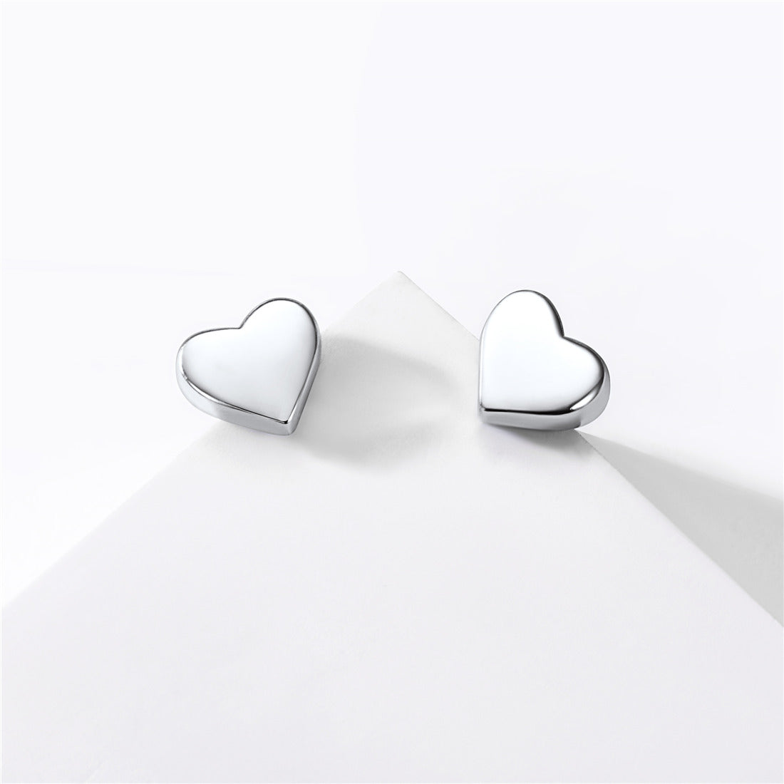 925 Sterling Silver Dainty Simple Heart Stud Earrings FaithHeart Jewelry