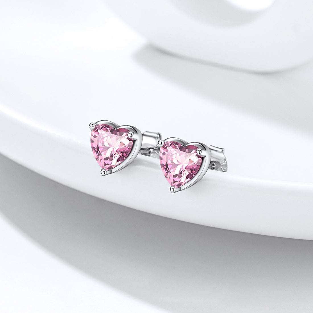 925 Sterling Silver Birthstone Heart Stud Earrings for Women BIRTHSTONES JEWELRY