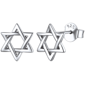 FaithHeart Star of David Jewish Sterling Silver Dainty Stud Earrings FaithHeart
