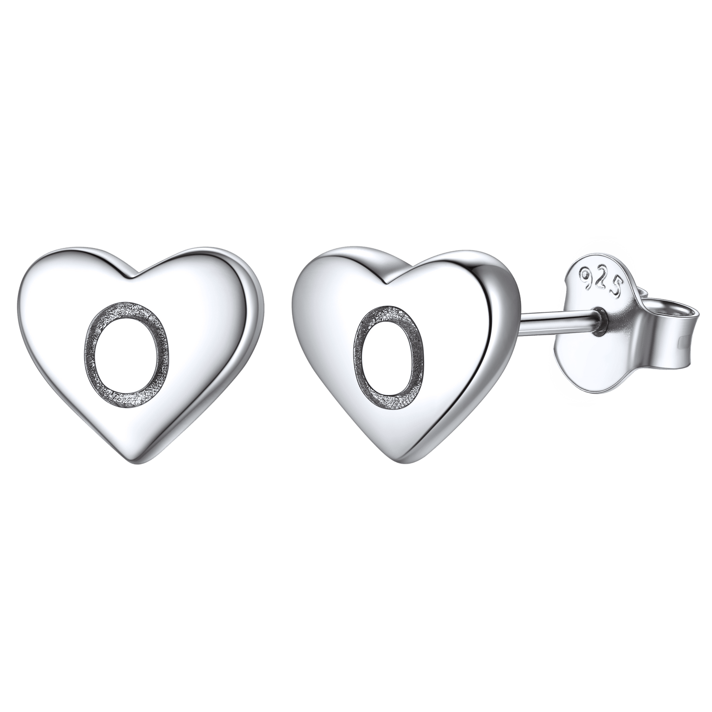 925 Sterling Silver Heart Initial Stud Earrings for Women Men